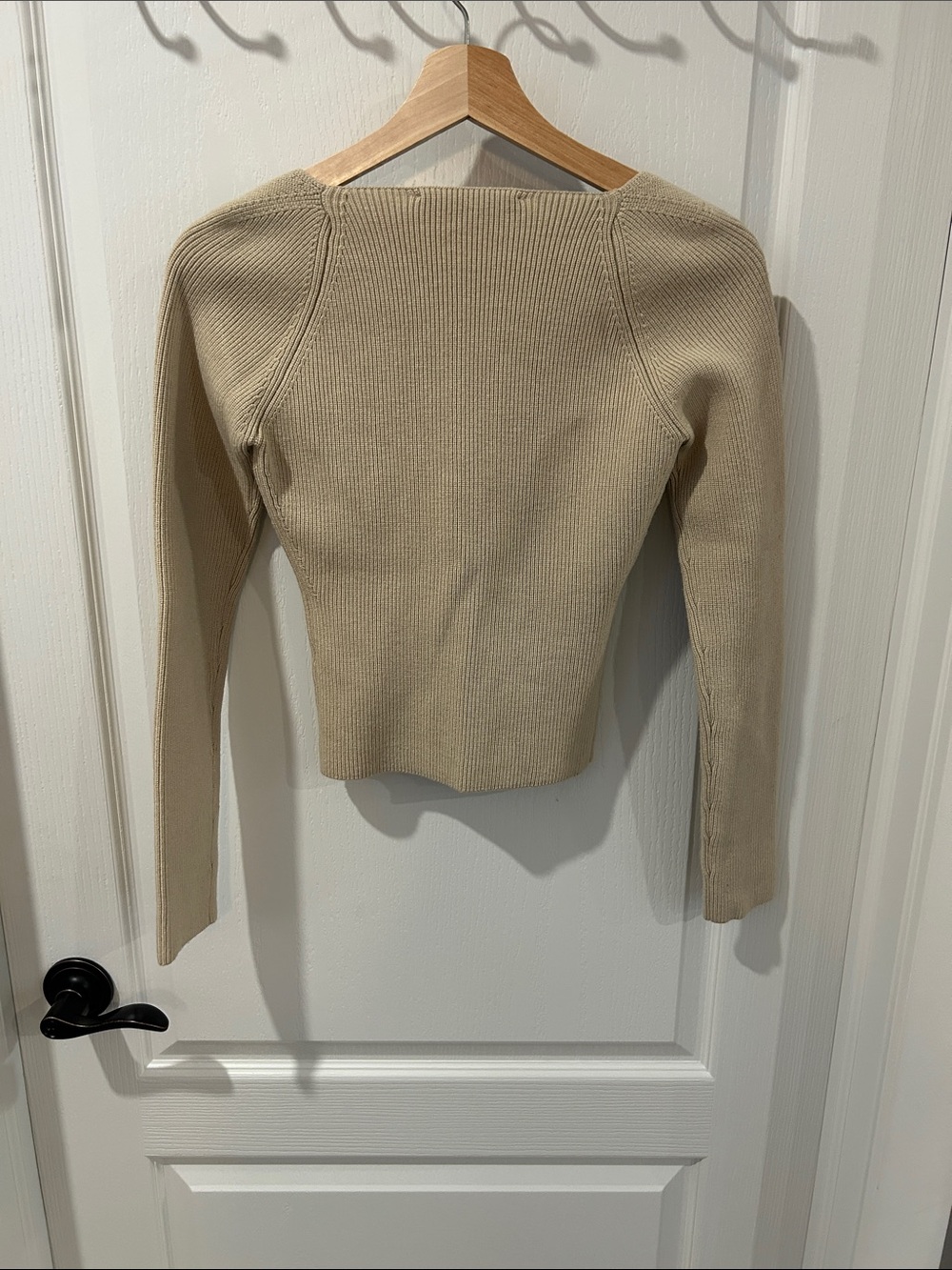 Zara Beige Square-Neck Ribbed Knit Top - Picture 3 of 3